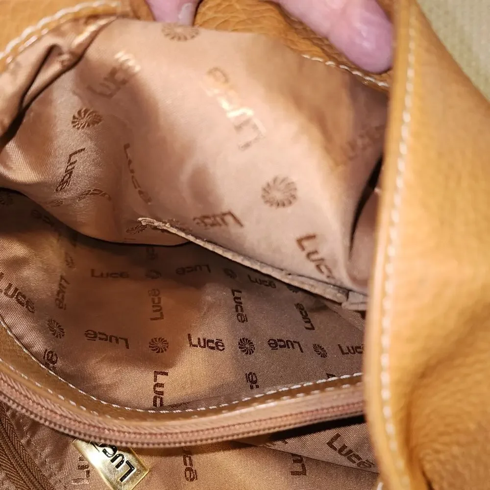 LUCE EUC COGNAC LEATHER SLOUCHY HOBO BAG